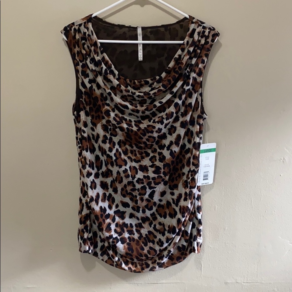NWT Sleeveless Leopard Print Blouse - Large
